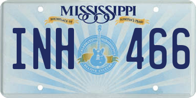 MS license plate INH466