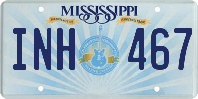 MS license plate INH467