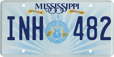 MS license plate INH482