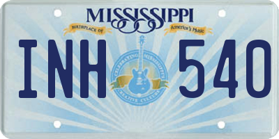 MS license plate INH540