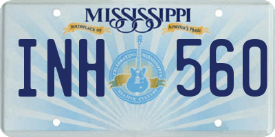 MS license plate INH560