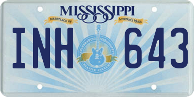 MS license plate INH643