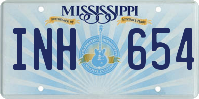 MS license plate INH654