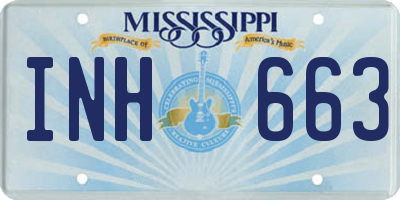 MS license plate INH663