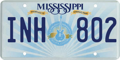 MS license plate INH802