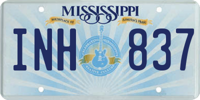 MS license plate INH837