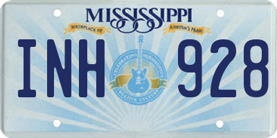 MS license plate INH928