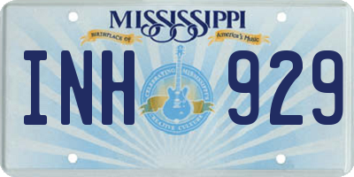 MS license plate INH929