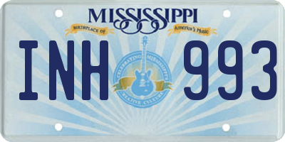 MS license plate INH993