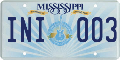 MS license plate INI003