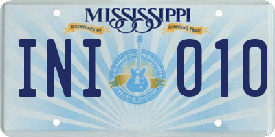 MS license plate INI010