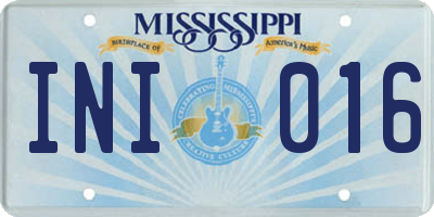 MS license plate INI016