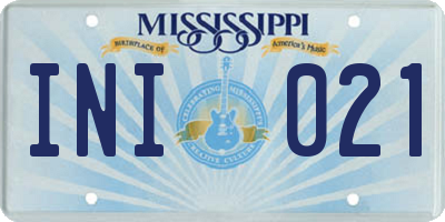 MS license plate INI021