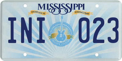 MS license plate INI023