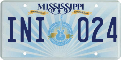 MS license plate INI024