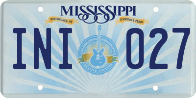MS license plate INI027