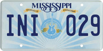 MS license plate INI029
