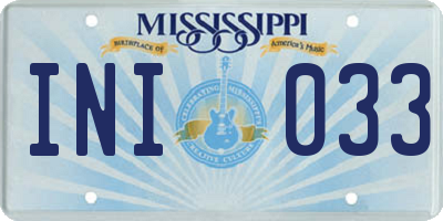 MS license plate INI033