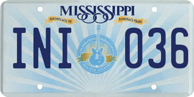 MS license plate INI036