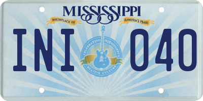 MS license plate INI040