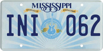 MS license plate INI062
