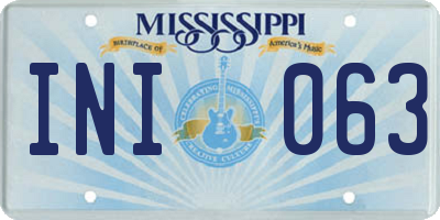 MS license plate INI063