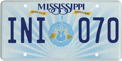 MS license plate INI070