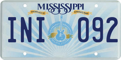 MS license plate INI092
