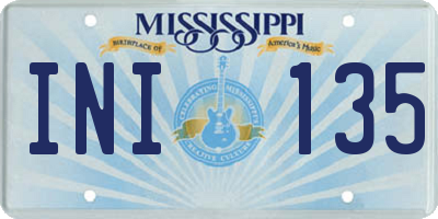 MS license plate INI135