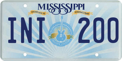 MS license plate INI200