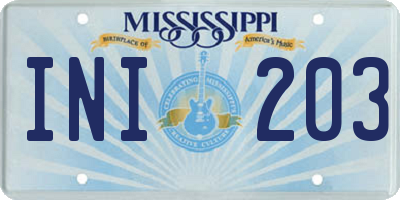 MS license plate INI203
