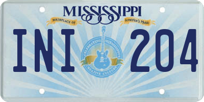 MS license plate INI204