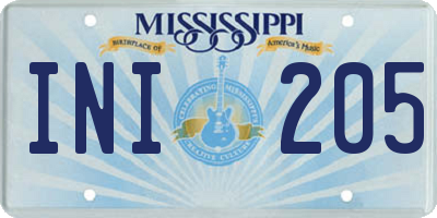 MS license plate INI205