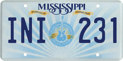 MS license plate INI231