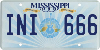 MS license plate INI666