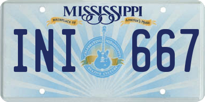 MS license plate INI667