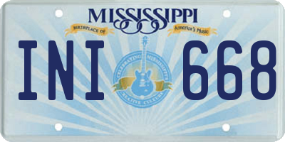 MS license plate INI668
