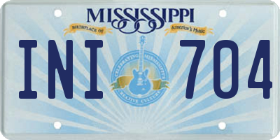 MS license plate INI704