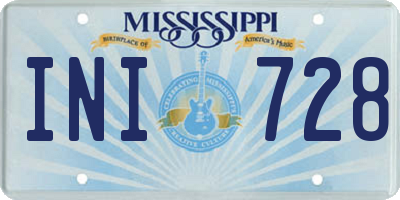 MS license plate INI728