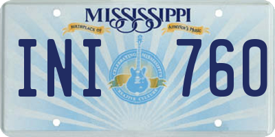 MS license plate INI760