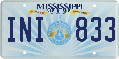 MS license plate INI833
