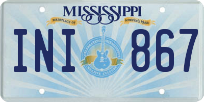 MS license plate INI867