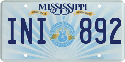 MS license plate INI892