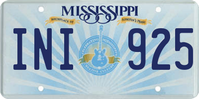 MS license plate INI925