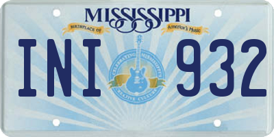MS license plate INI932