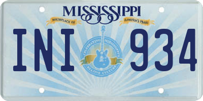MS license plate INI934