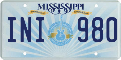 MS license plate INI980