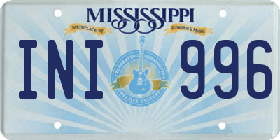 MS license plate INI996