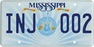 MS license plate INJ002