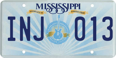 MS license plate INJ013